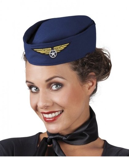 Boland hoed Stewardess dames one size blauw