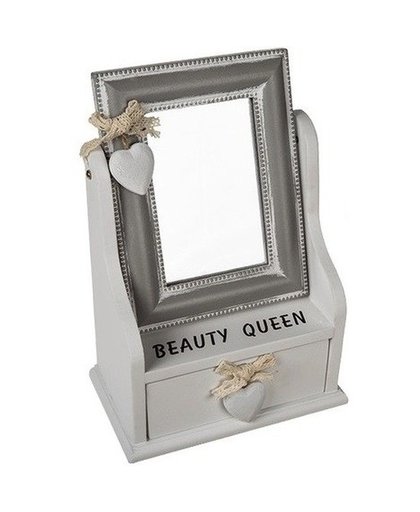 Beauty Queen sieradenkistje met spiegel Wit