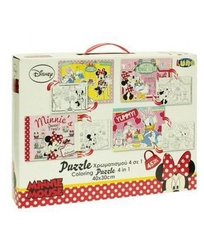 Disney 2 zijdige puzzels Minnie Mouse 4 stuks 45 stukjes