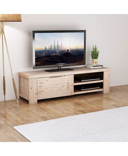 Tv-meubel massief geborsteld acaciahout 140x38x40 cm