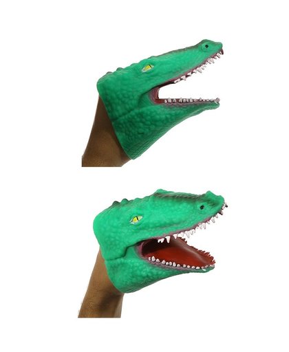 Groene krokodil handpop 15 cm Groen
