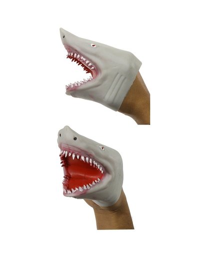Grijze haaien handpop 15 cm Grijs
