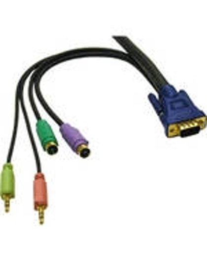 C2G 10m KVM HD15 VGA Cable + Speaker and Mic toetsenbord-video-muis (kvm) kabel Zwart