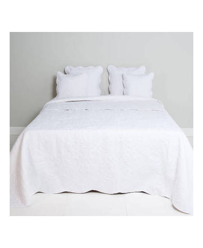 Clayre & eef bedsprei 180x260 - wit - katoen, polyester, 100% polyester, vulling 50% katoen / 50% polyester