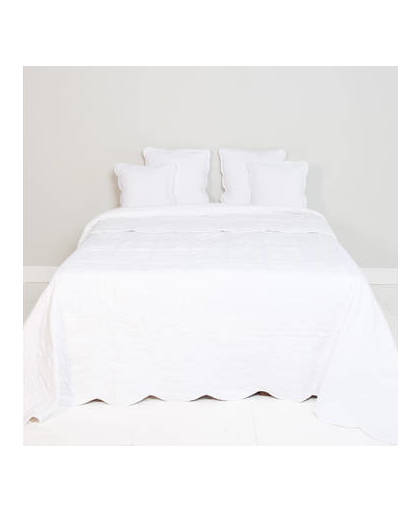 Clayre & eef bedsprei / quilt 180x260 cm - wit - katoen, polyester, 100% katoen, vulling 100% polyester
