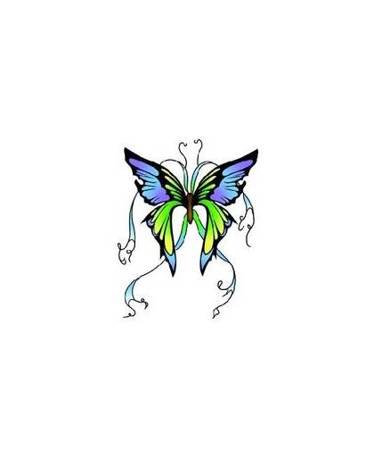 Vlinder glitter tattoo groen/blauw