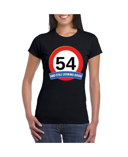 Verkeersbord 54 jaar t-shirt zwart dames S Zwart