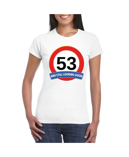 Verkeersbord 53 jaar t-shirt wit dames S Wit