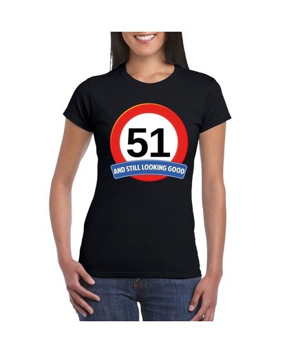 Verkeersbord 51 jaar t-shirt zwart dames XL Zwart