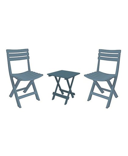 Camping vouwtafeltje grijsblauw met 2 stoeltjes Blauw