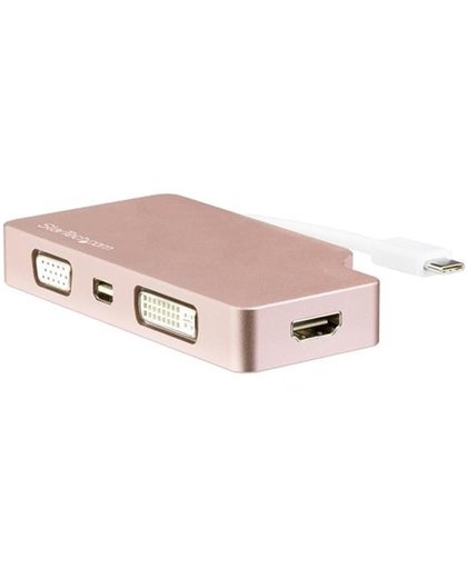StarTech.com USB-C 4 in 1 video adapter rose gold goud USB-C naar VGA, DVI, HDMI of mDP 4K USB grafische adapter