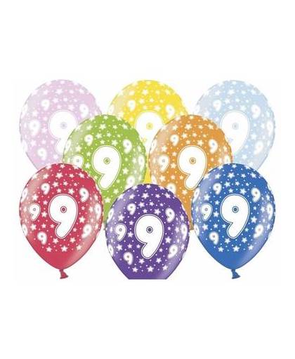 Ballonnen 9 met sterretjes 6x