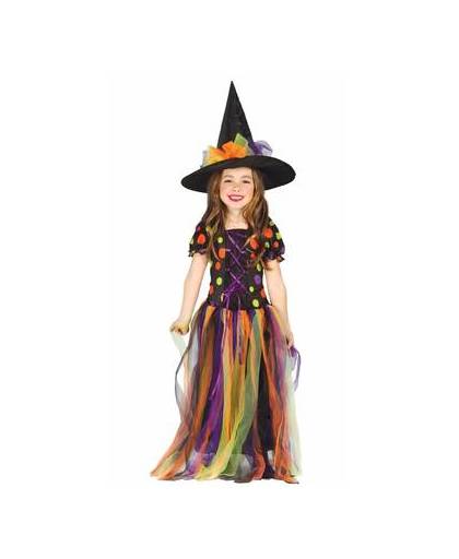 Heksen kostuum / outfit rainbow voor meisjes - heksenjurk 10-12 jaar (140-152)