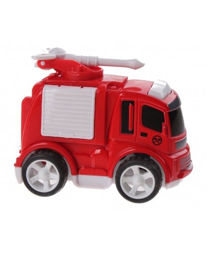 Jonotoys brandweerauto met rolluik en spuit rood 8 cm