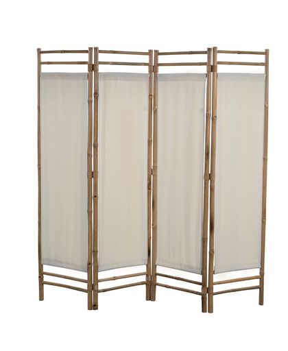 Kamerverdeler 4-panelen inklapbaar 160 cm bamboe en canvas