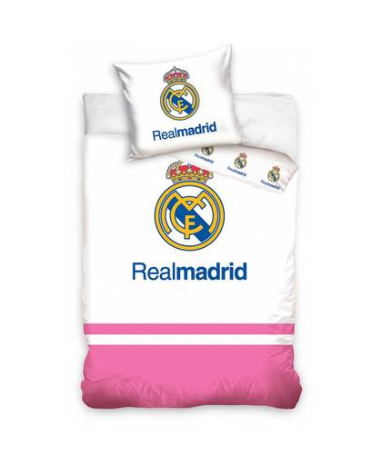 Carbotex Dekbedovertrek Real Madrid logo roze/wit100 x 135 cm