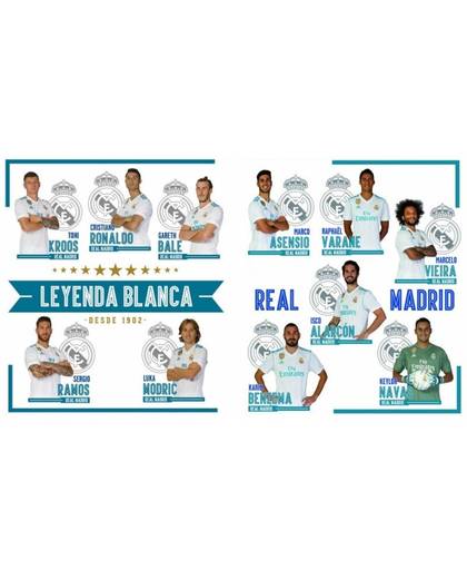 Real Madrid muurstickers 11 spelers 2 stickervellen