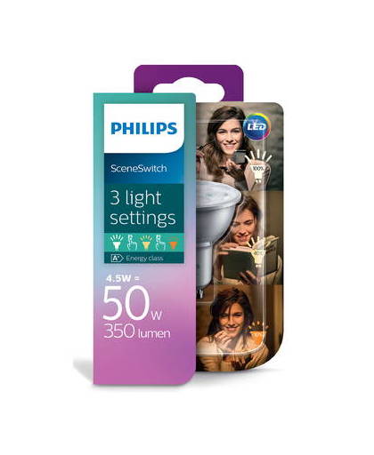Philips LED 4.5W GU10 4.5W GU10 A+ Warm wit LED-lamp