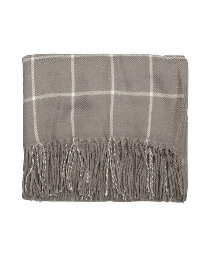 Clayre & eef plaid 130x150 cm - grijs, wit - polyester, 100% acryl
