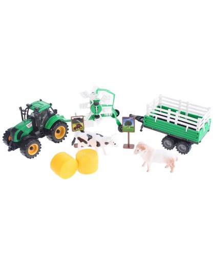Toi Toys boerderij speelset groene tractor met kar