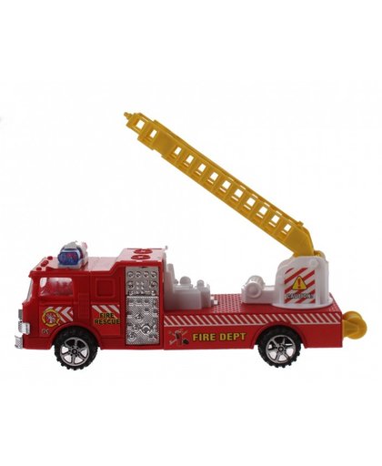 Jonotoys brandweerauto met ladder 18 cm rood