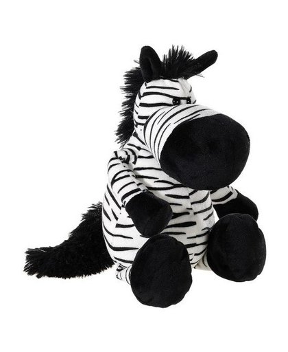 Zwart witte pluche zebra knuffel 33 cm Zwart