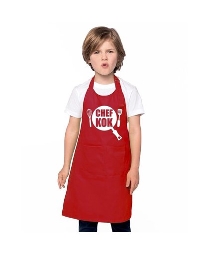Chef kok keukenschort rood kinderen Rood