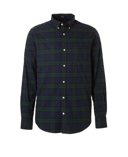 GANT Regular Winter Twill Blackwatch Shirt - Tartan Green - Size: M