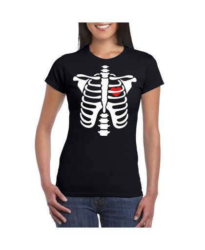 Halloween - Halloween skelet t-shirt zwart dames S Zwart