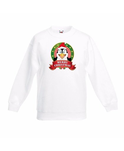 Witte Kerst sweater kinderen met een pinguin 5-6 jaar (110/116) Multi