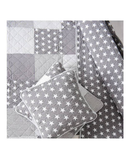 Clayre & eef bedsprei 230x260 cm - grijs, wit - katoen, polyester, 100% katoen, vulling 100% polyester