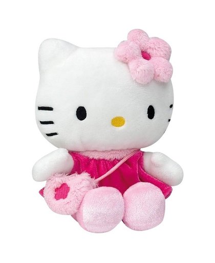 Pluche Hello Kitty knuffel in fuchsia jurkje 15 cm Multi
