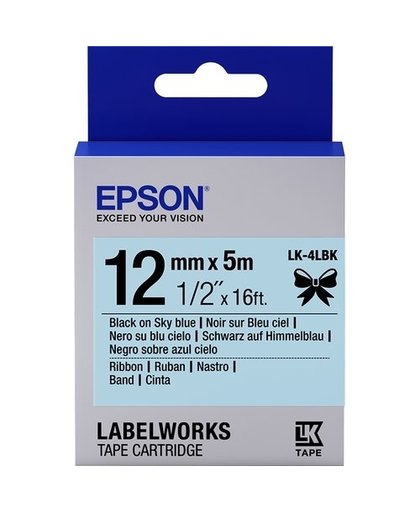 Epson Label Cartridge Satin Ribbon LK-4LBK zwart/lichtblauw 12 mm (5 m) labelprinter-tape