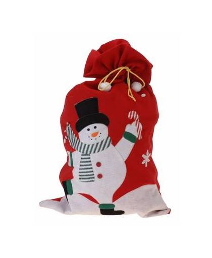 Cadeauzak sneeuwpop rood 97 cm - kerst kadozak