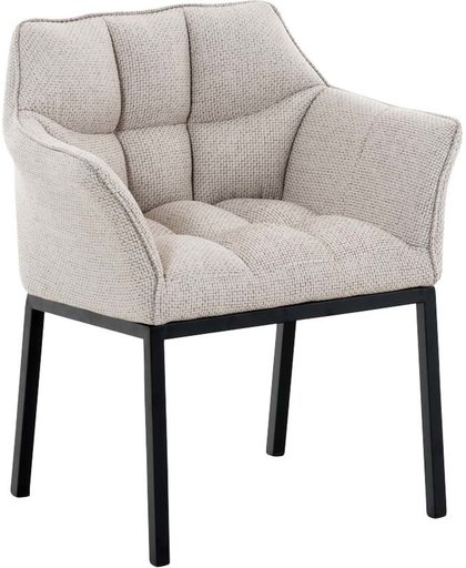 Clp Lounge stoel OCTAVIA - gepolsterde stoel met armsteun, stof - ivoor, onderstel : matzwart metaal