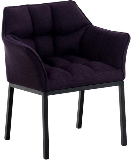 Clp Lounge stoel OCTAVIA - gepolsterde stoel met armsteun, stof - lila, onderstel : matzwart metaal