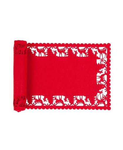 Clayre & eef tafelloper 30x120 cm rood - rood - stof, 100% katoen
