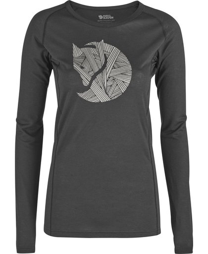 Fjallraven Abisko Trail Print Longsleeve Shirt - Dames - Dark Grey