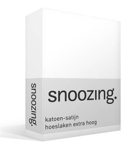 Snoozing - Katoen-satijn - Hoeslaken - Extra Hoog - Lits-jumeaux - 90x220 cm - Wit