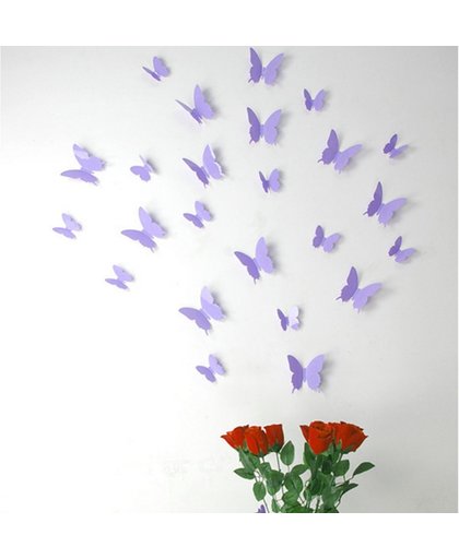 3D vlinder muurstickers - set van 12 - Lavendel