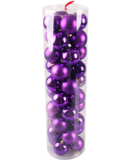 40 paarse kerstballen van plastic
