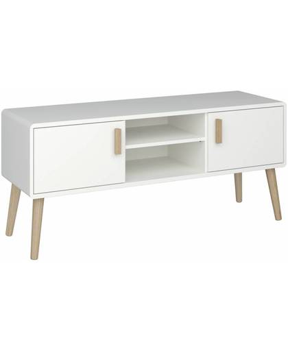 Pavis TV meubel met 2 deuren en 1 legplank in wit met eiken decor