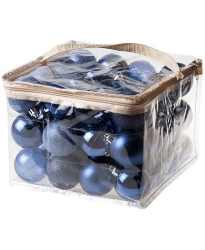 Kerstballen assorti blauw - 6 cm (48 stuks)