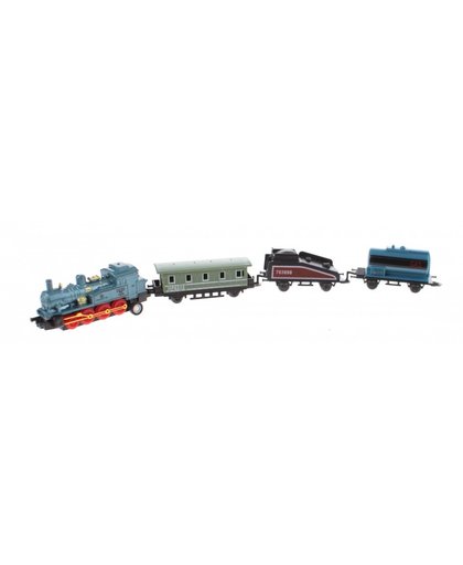 Johntoy speelgoedtrein met drie wagons 7 cm blauw