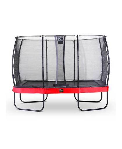 EXIT Elegant Premium trampoline rectangular 244x427cm with safetynet Economy - red