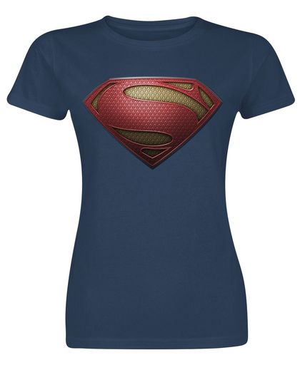 Superman Man Of Steel - Textured Logo Girls shirt navy
