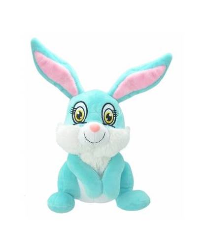Pluche konijn/haas knuffel blauw 30 cm