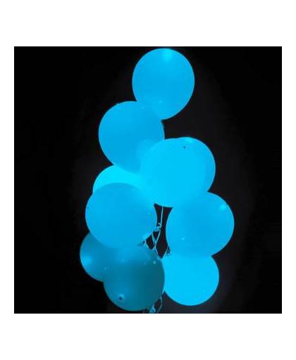 Lichtblauwe led ballonnen metallic met schakelaar 30cm 4 stuks