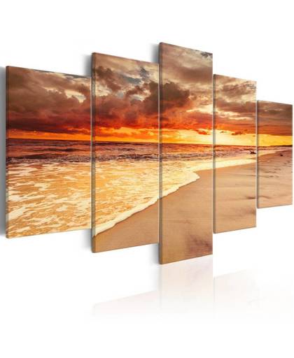 Schilderij - Prachtige zonsondergang aan zee - 200x100
