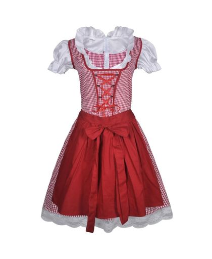 Dirndl jurk Oktoberfest met schort rood L/XL